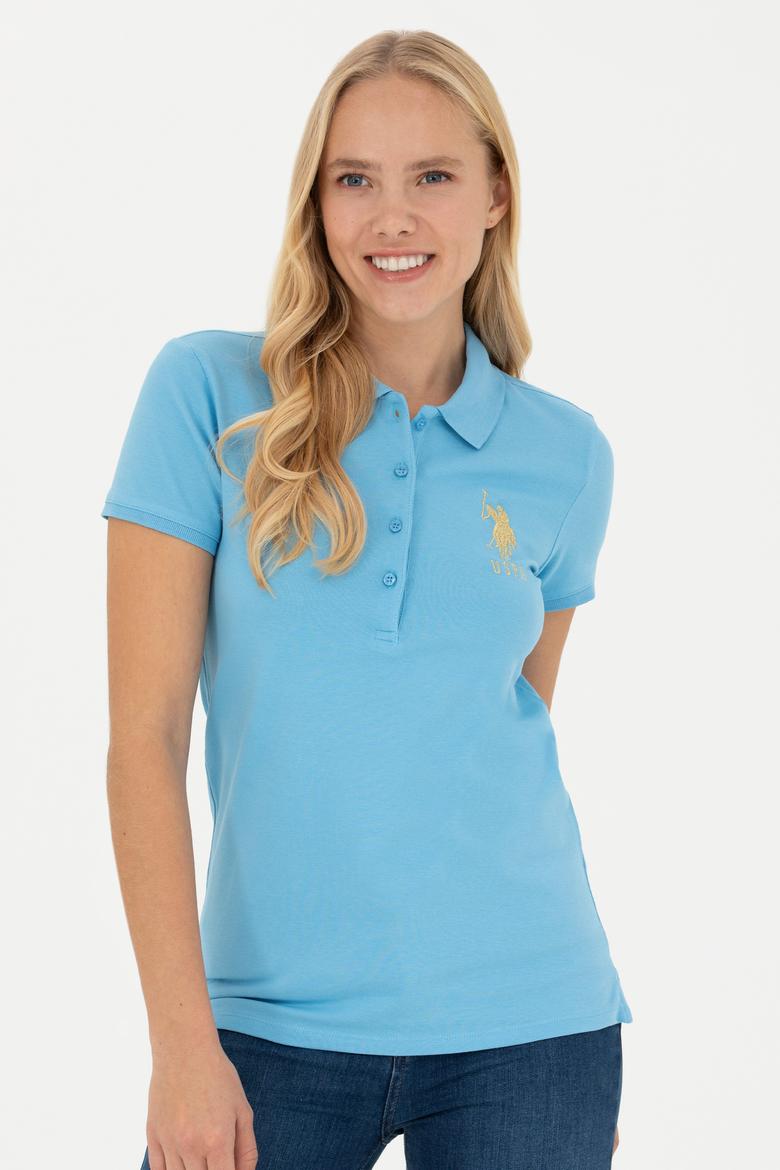 Kadın Turkuaz Basic Polo Yaka Tişört