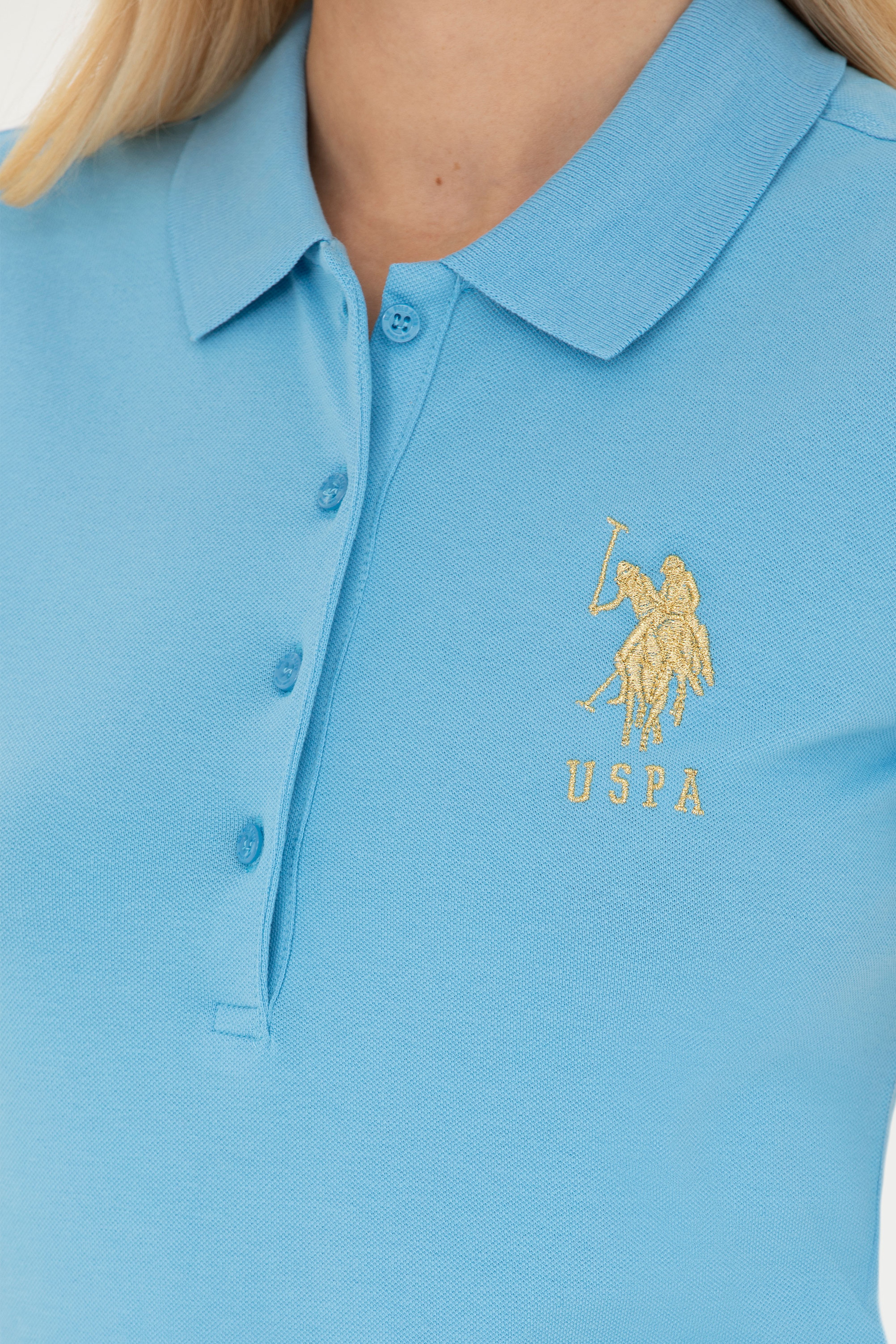 Kadın Turkuaz Basic Polo Yaka Tişört - Image 7