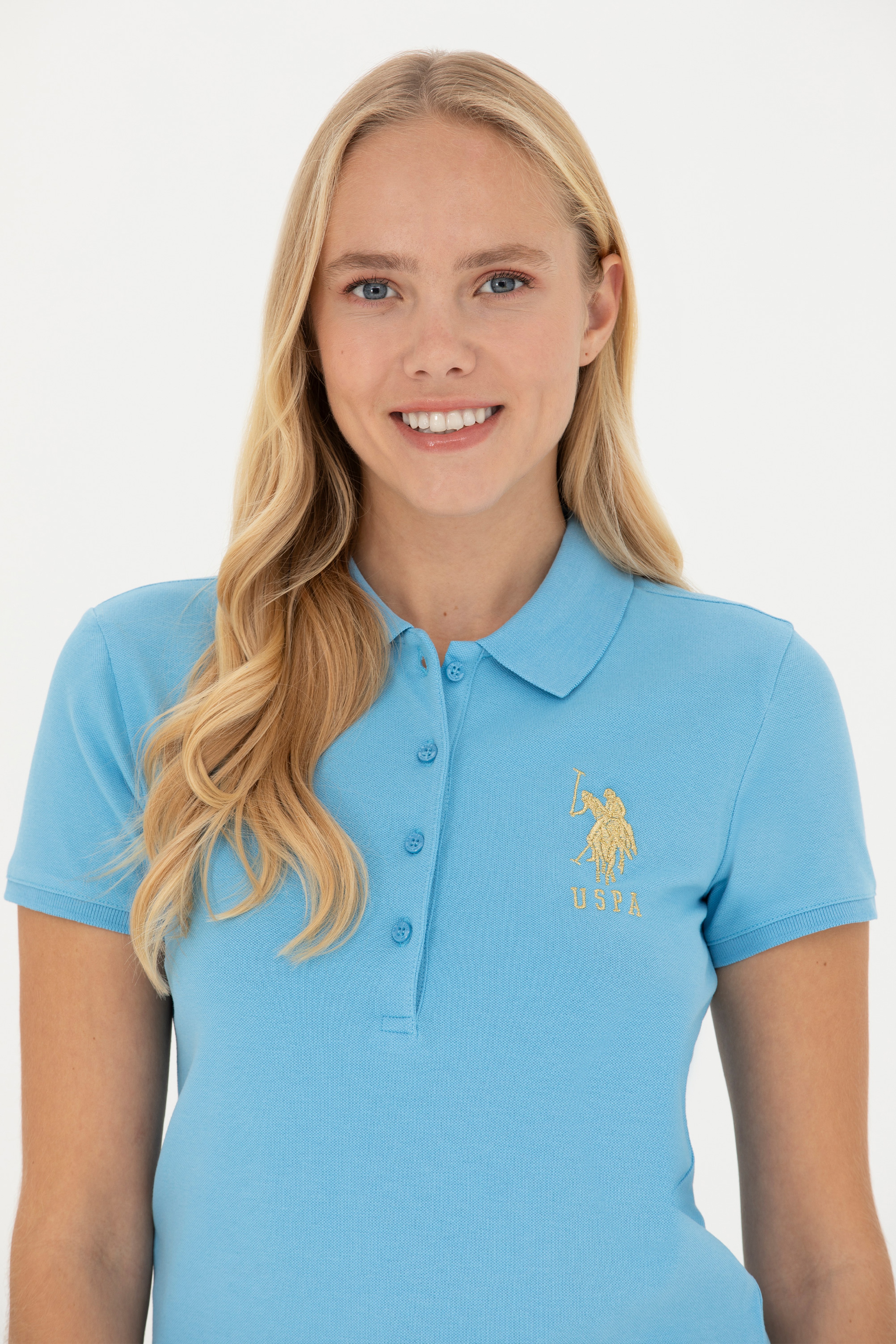 Kadın Turkuaz Basic Polo Yaka Tişört - Image 2