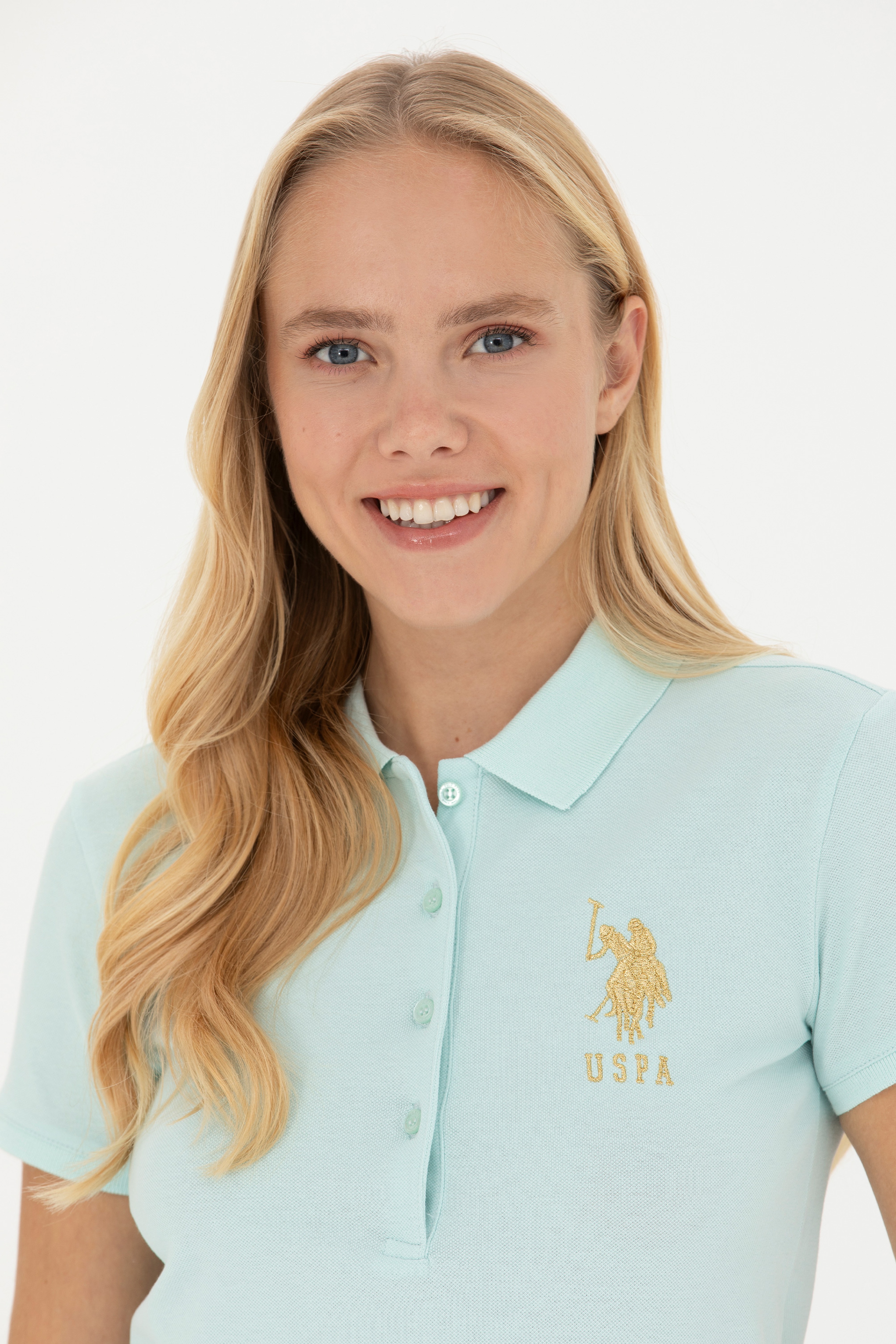 Kadın Su Yeşili Basic Polo Yaka Tişört