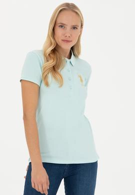 Kadın Su Yeşili Basic Polo Yaka Tişört - 50262700192