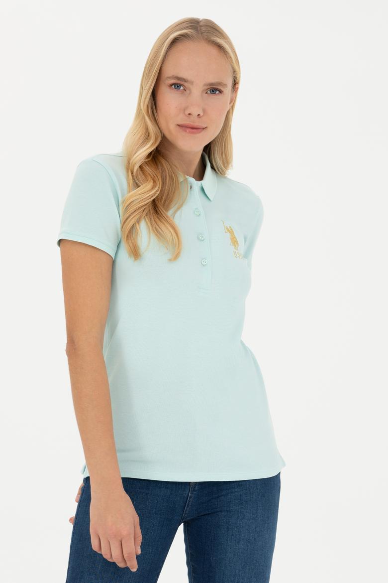 Kadın Su Yeşili Basic Polo Yaka Tişört - 50262700192