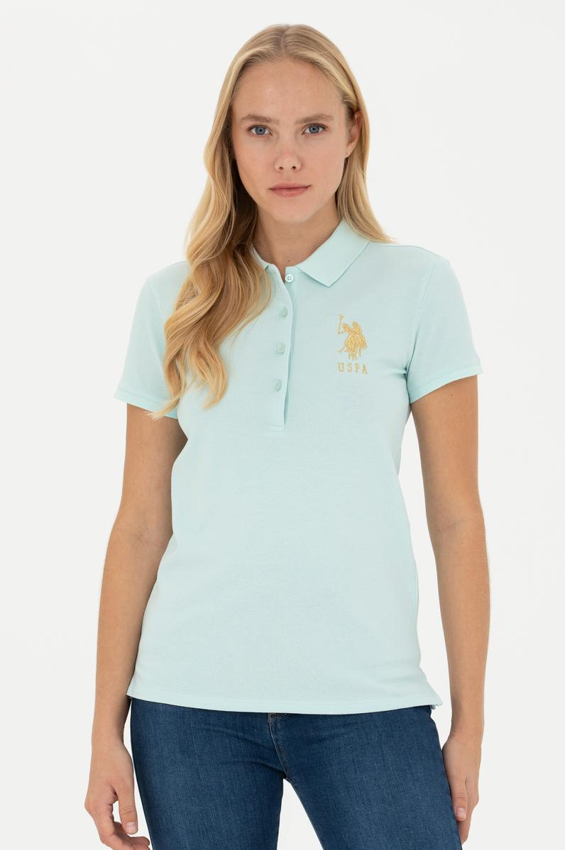 Kadın Su Yeşili Basic Polo Yaka Tişört