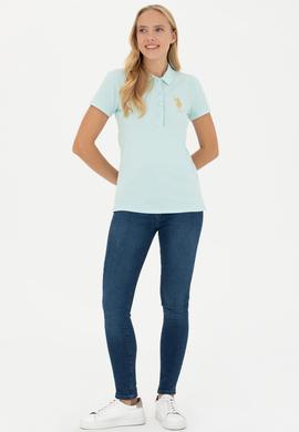 Kadın Su Yeşili Basic Polo Yaka Tişört - 50262700192