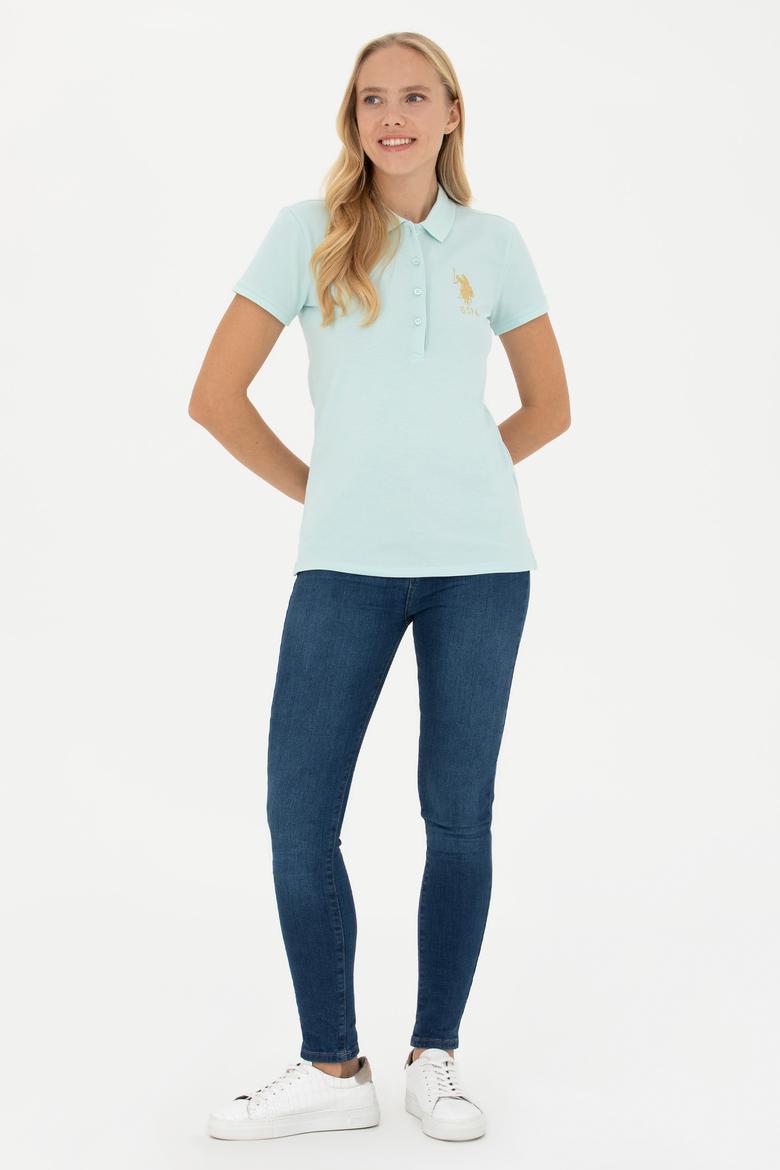 Kadın Su Yeşili Basic Polo Yaka Tişört - 50262700192