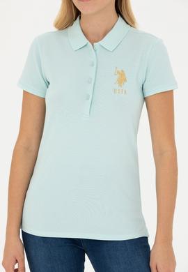 Kadın Su Yeşili Basic Polo Yaka Tişört - 50262700192