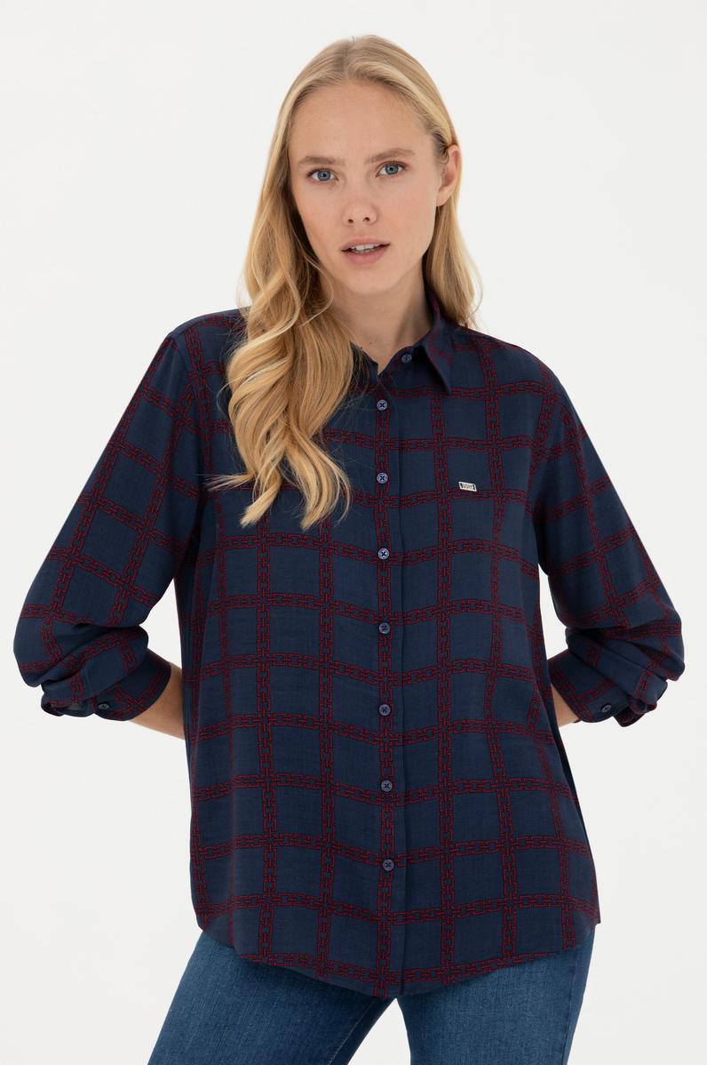 Kadın Lacivert Uzun Kollu Gömlek