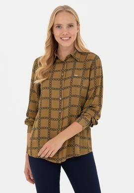 Kadın Açık Haki Uzun Kollu Gömlek - 50272152036