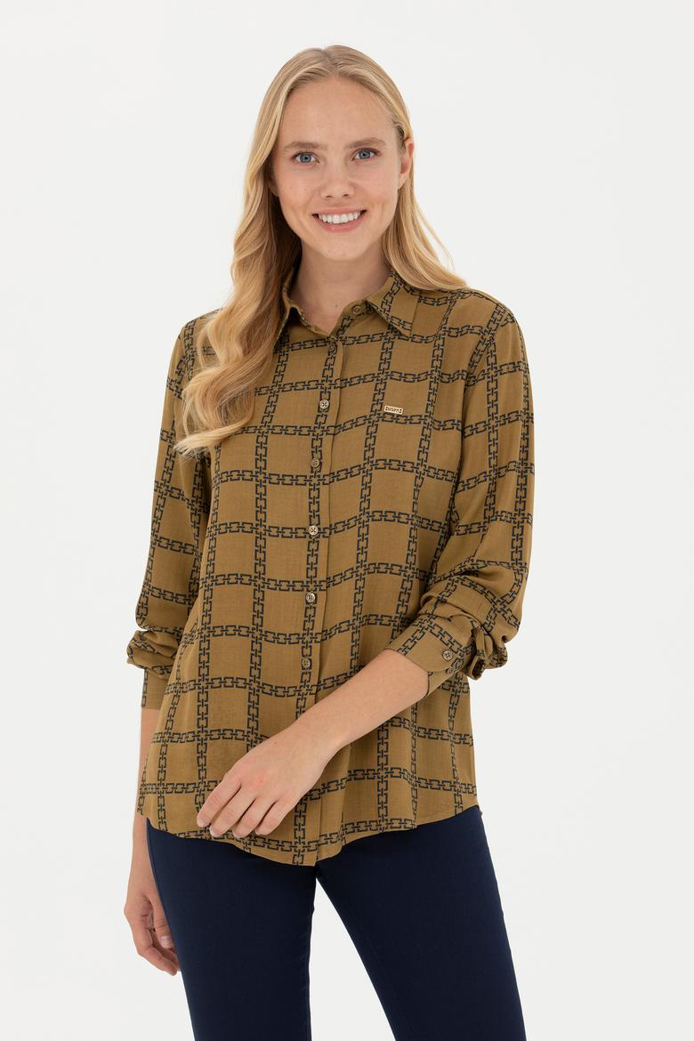 Kadın Açık Haki Uzun Kollu Gömlek - 50272152036