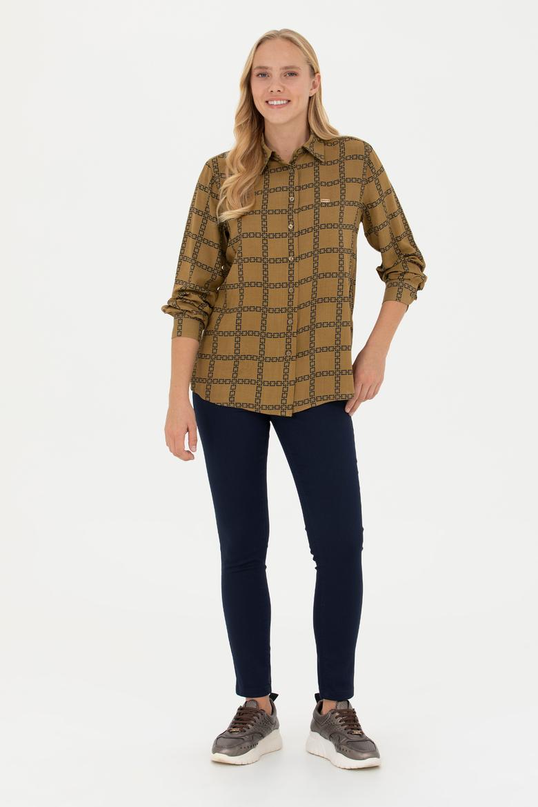 Kadın Açık Haki Uzun Kollu Gömlek - 50272152036