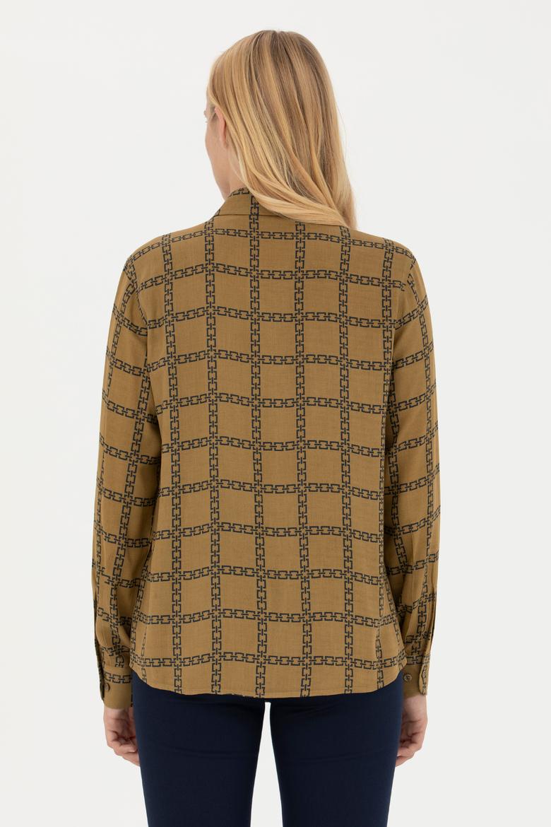 Kadın Açık Haki Uzun Kollu Gömlek - 50272152036