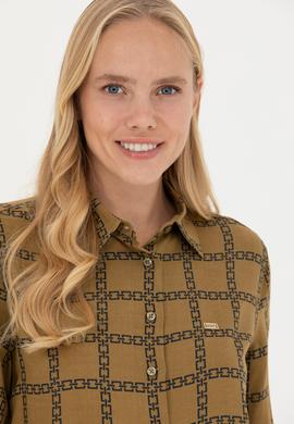 Kadın Açık Haki Uzun Kollu Gömlek - 50272152036