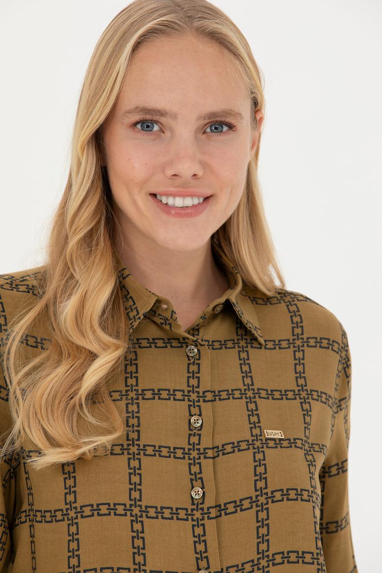 Kadın Açık Haki Uzun Kollu Gömlek - 50272152036