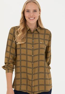 Kadın Açık Haki Uzun Kollu Gömlek - 50272152036