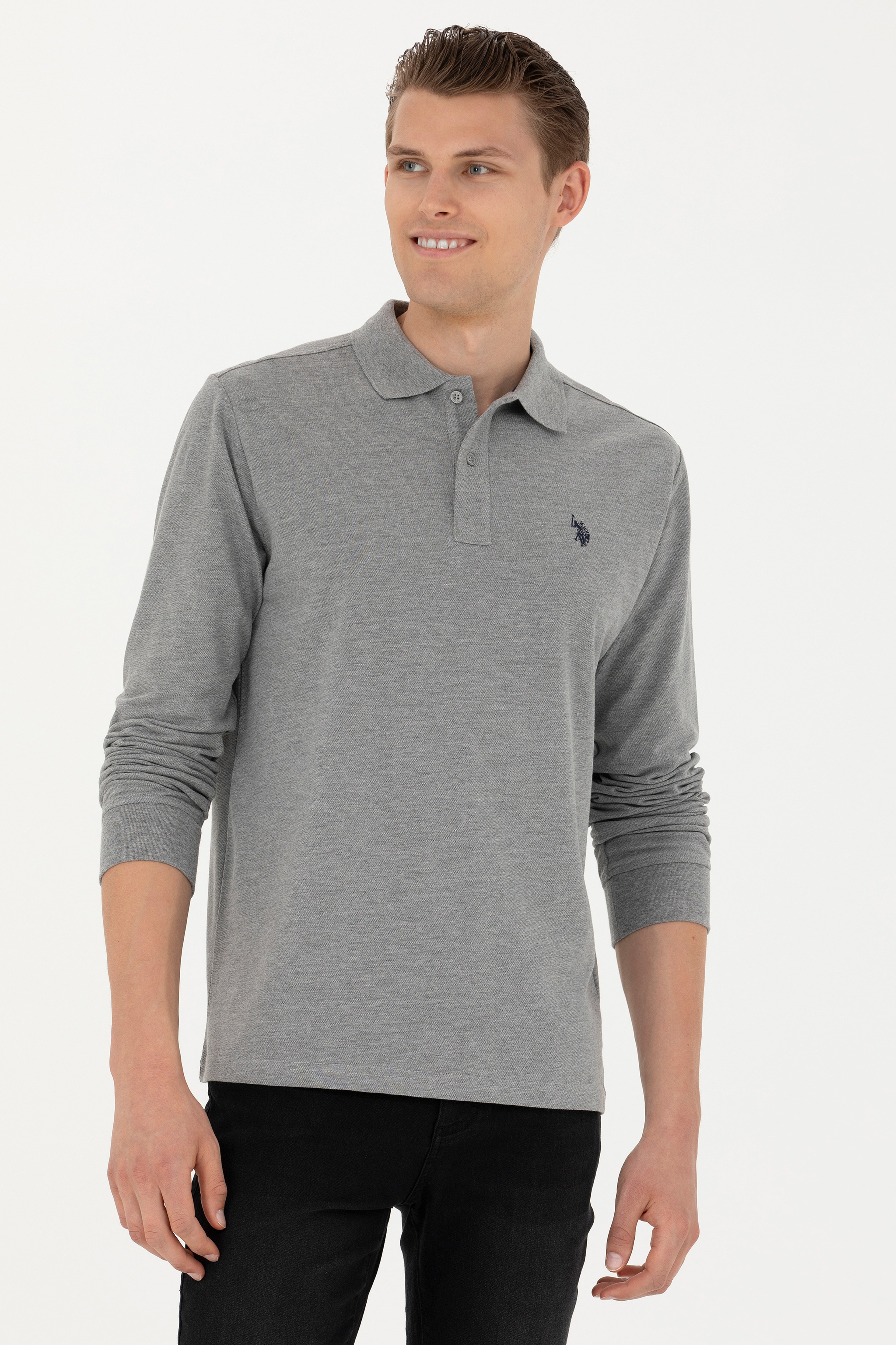 Erkek Gri Melanj Basic Sweatshirt