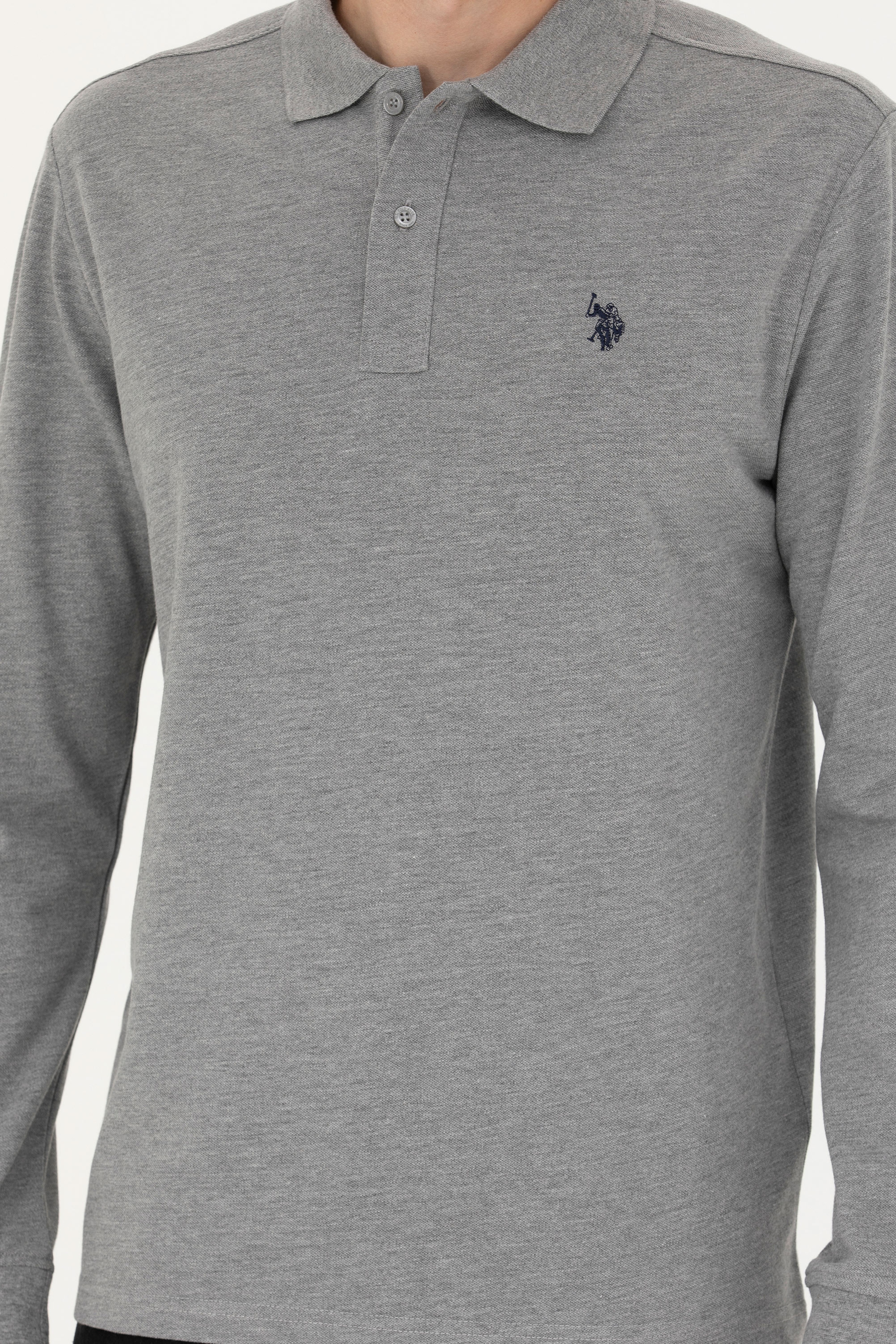 Erkek Gri Melanj Basic Sweatshirt - Image 6