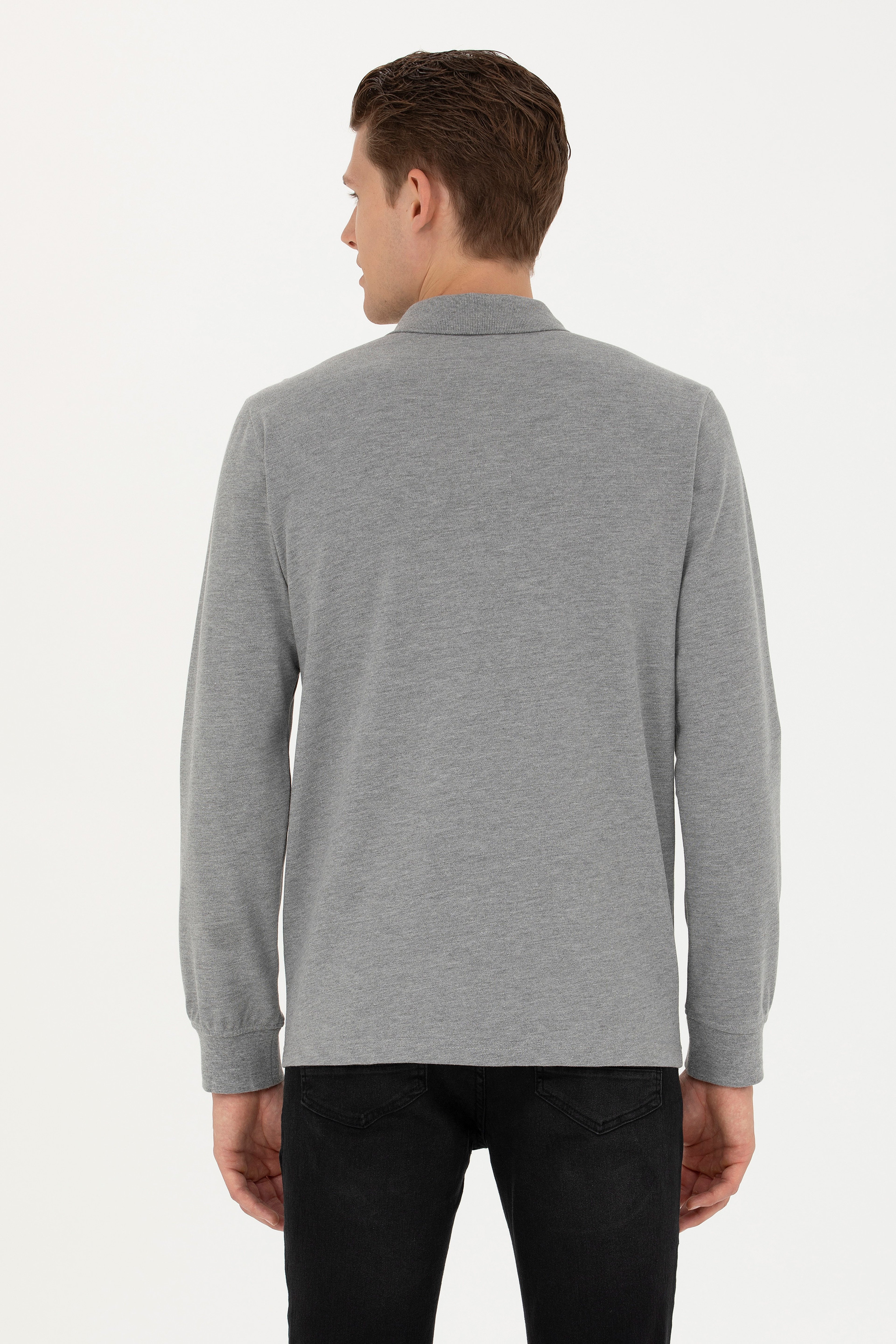 Erkek Gri Melanj Basic Sweatshirt