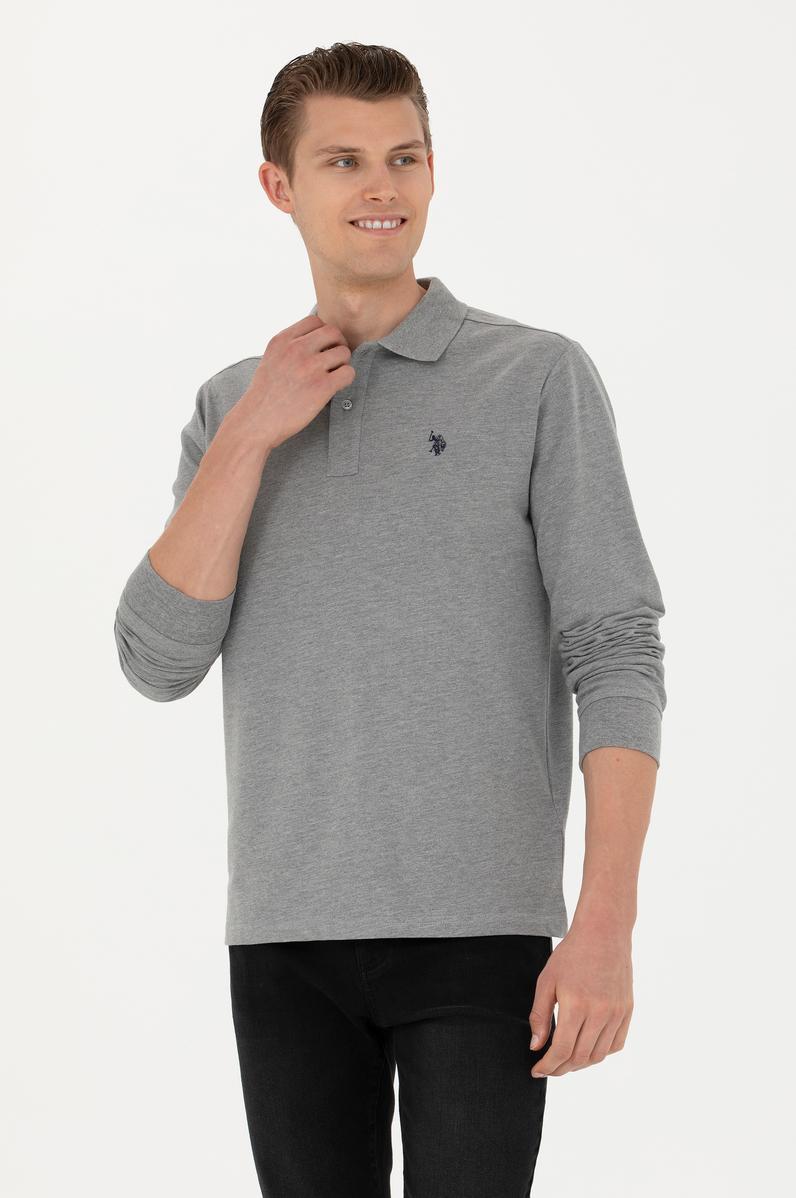 Erkek Gri Melanj Basic Sweatshirt