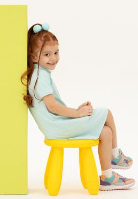 Kız Çocuk Su Yeşili Kısa Kol Örme Elbise - 50271860041