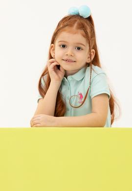 Kız Çocuk Su Yeşili Kısa Kol Örme Elbise - 50271860041