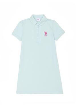 Kız Çocuk Su Yeşili Kısa Kol Örme Elbise - 50271860041