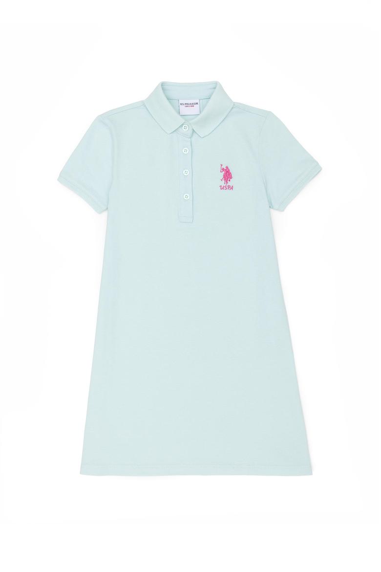 Kız Çocuk Su Yeşili Kısa Kol Örme Elbise - 50271860041