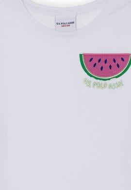 Kız Çocuk Beyaz Bisiklet Yaka Tişört - 50249081012