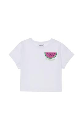 Kız Çocuk Beyaz Bisiklet Yaka Tişört - 50249081012