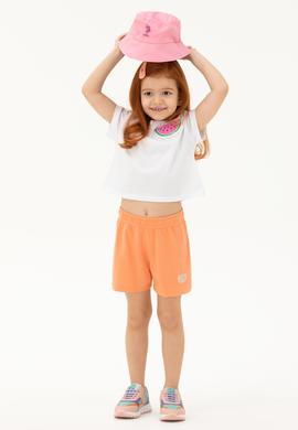 Kız Çocuk Beyaz Bisiklet Yaka Tişört - 50249081012