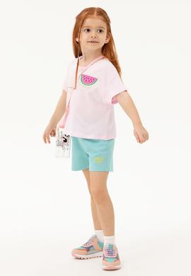 Kız Çocuk Manolya Bisiklet Yaka Tişört - 50249081032