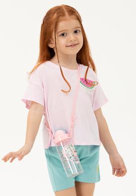 Kız Çocuk Manolya Bisiklet Yaka Tişört - 50249081032