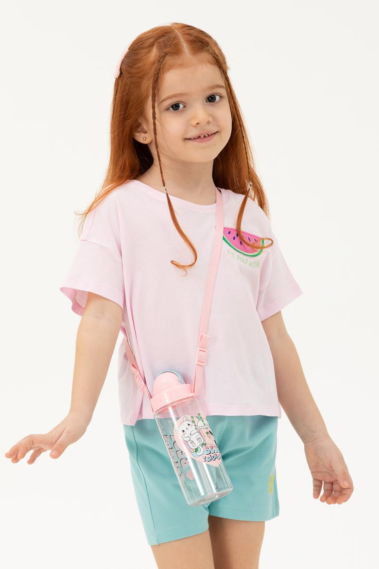 Kız Çocuk Manolya Bisiklet Yaka Tişört - 50249081032