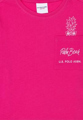 Kız Çocuk Fuşya Bisiklet Yaka Tişört - 50276873034