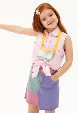 Kız Çocuk Pudra Kısa Kollu Gömlek - 50267244027