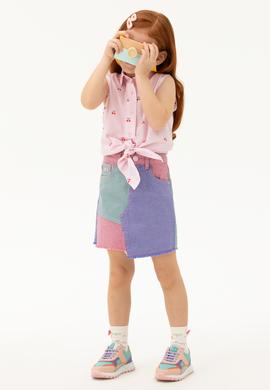 Kız Çocuk Pudra Kısa Kollu Gömlek - 50267244027