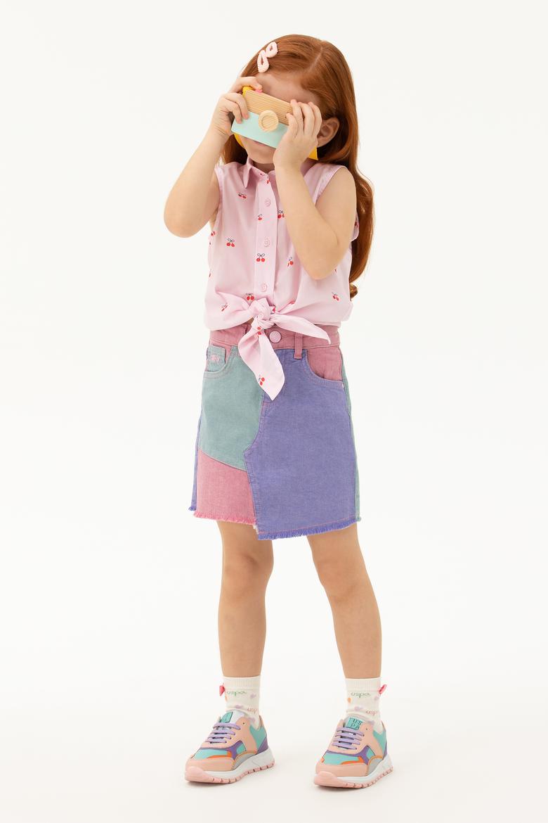 Kız Çocuk Pudra Kısa Kollu Gömlek - 50267244027