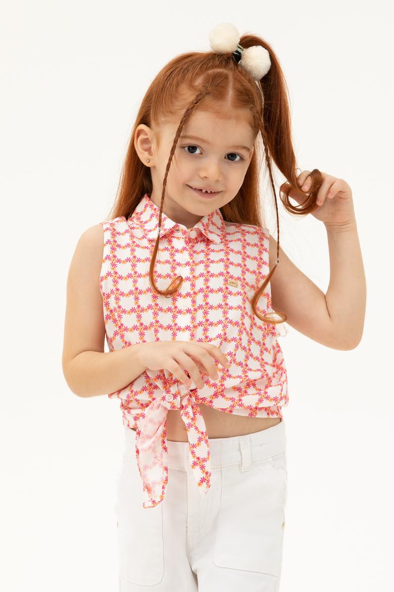 Kız Çocuk Turuncu Kısa Kollu Gömlek - 50270342009