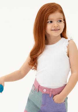 Kız Çocuk Beyaz Kolsuz Tişört - 50271883001