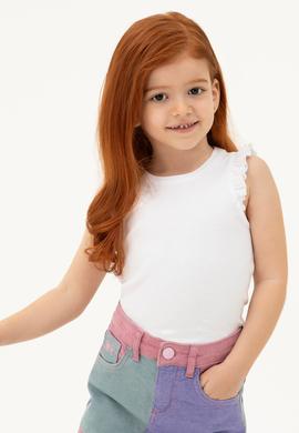 Kız Çocuk Beyaz Kolsuz Tişört - 50271883001