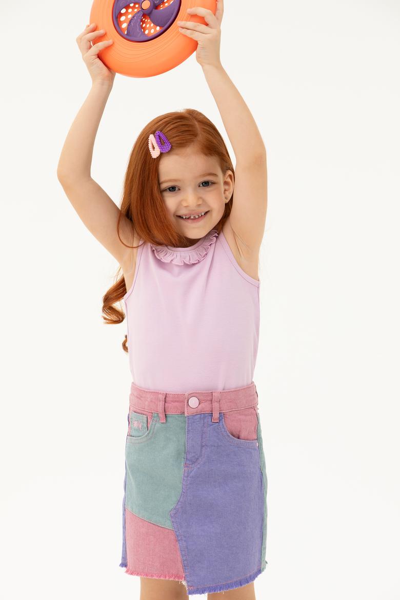 Kız Çocuk Manolya Kolsuz Tişört - 50271884013