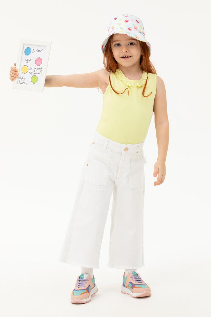 Kız Çocuk Açık Sarı Kolsuz Tişört