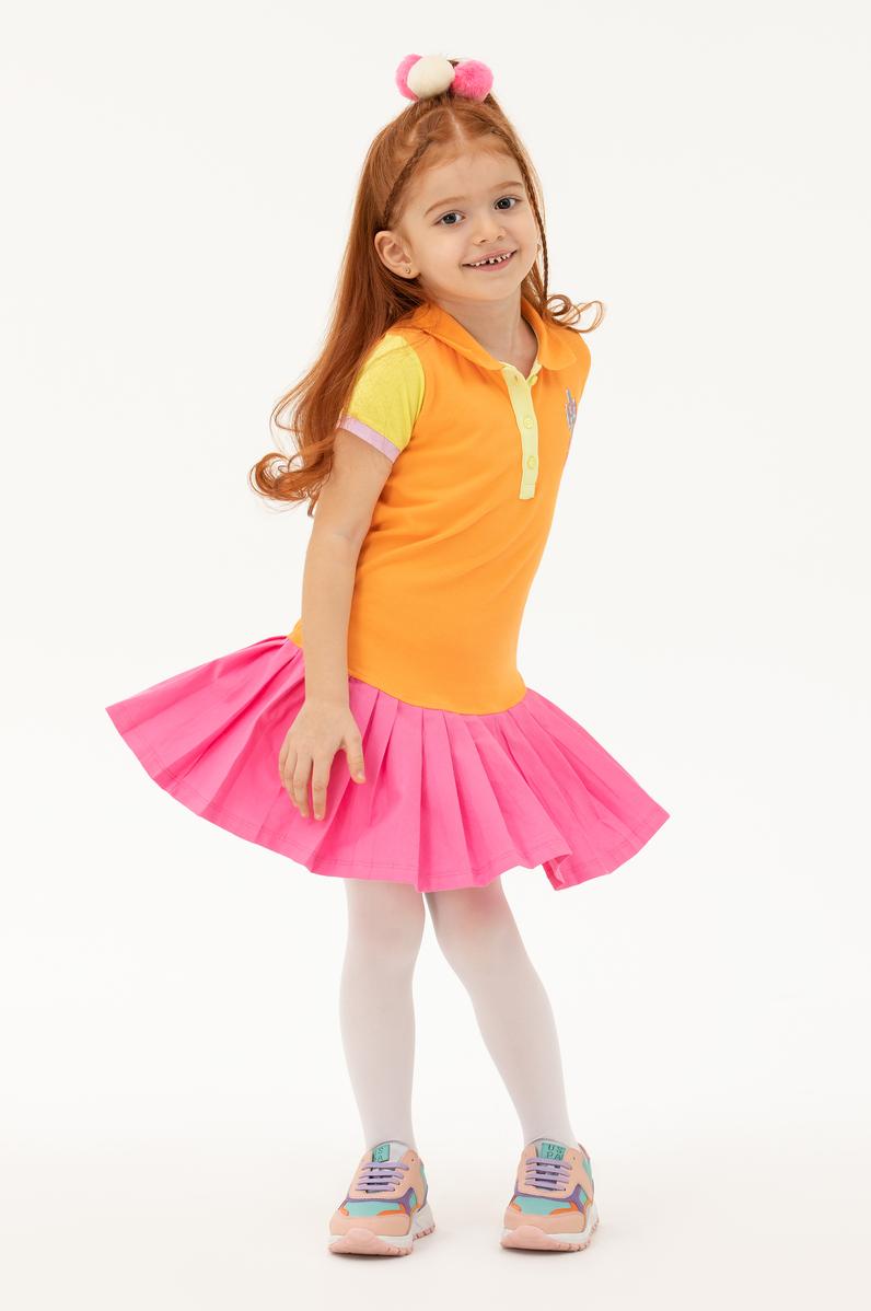 Kız Çocuk Turuncu Örme Elbise