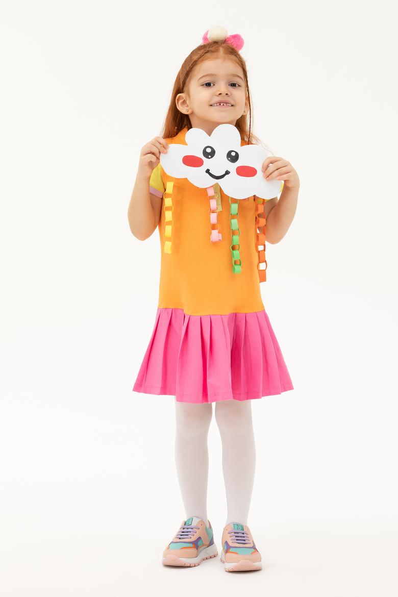 Kız Çocuk Turuncu Örme Elbise - 50263457028