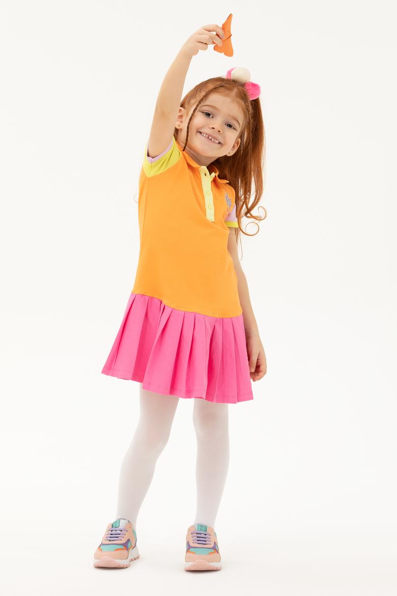 Kız Çocuk Turuncu Örme Elbise - 50263457028