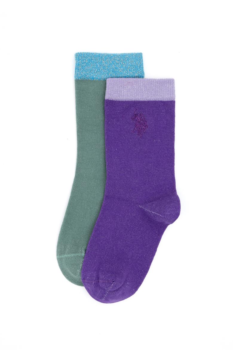 Kız Çocuk Simli 2'li Soket Çorap