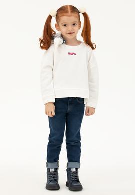 Çocuk Ekru Basic Bisiklet Yaka Sweatshirt - 50260923082