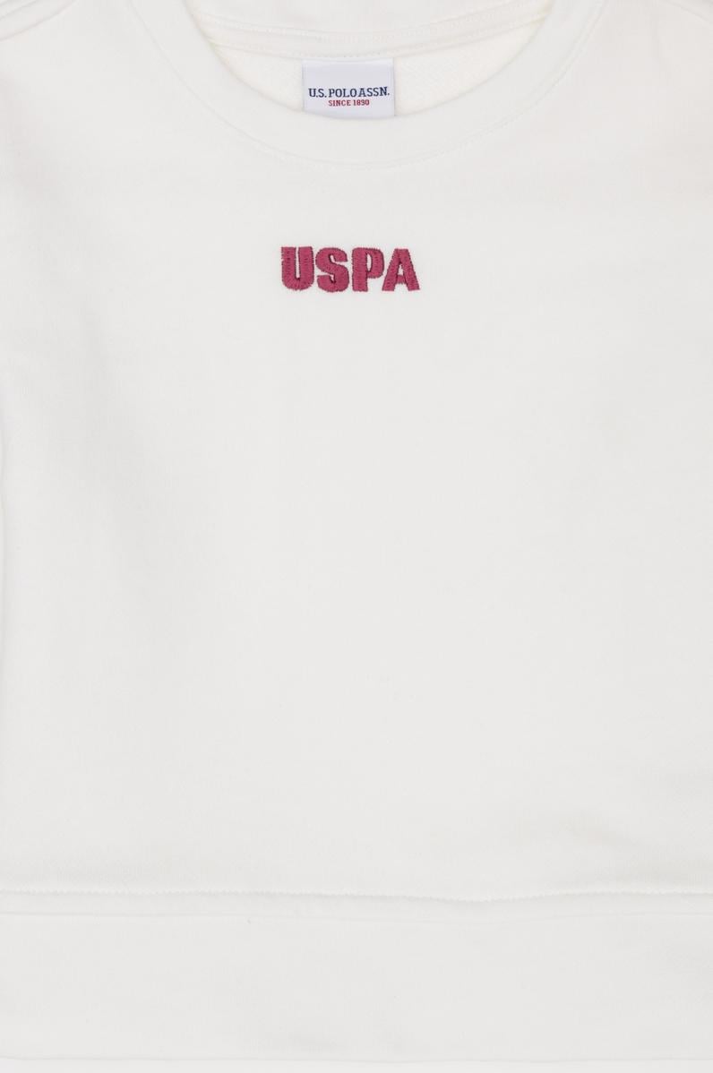 Çocuk Ekru Basic Bisiklet Yaka Sweatshirt