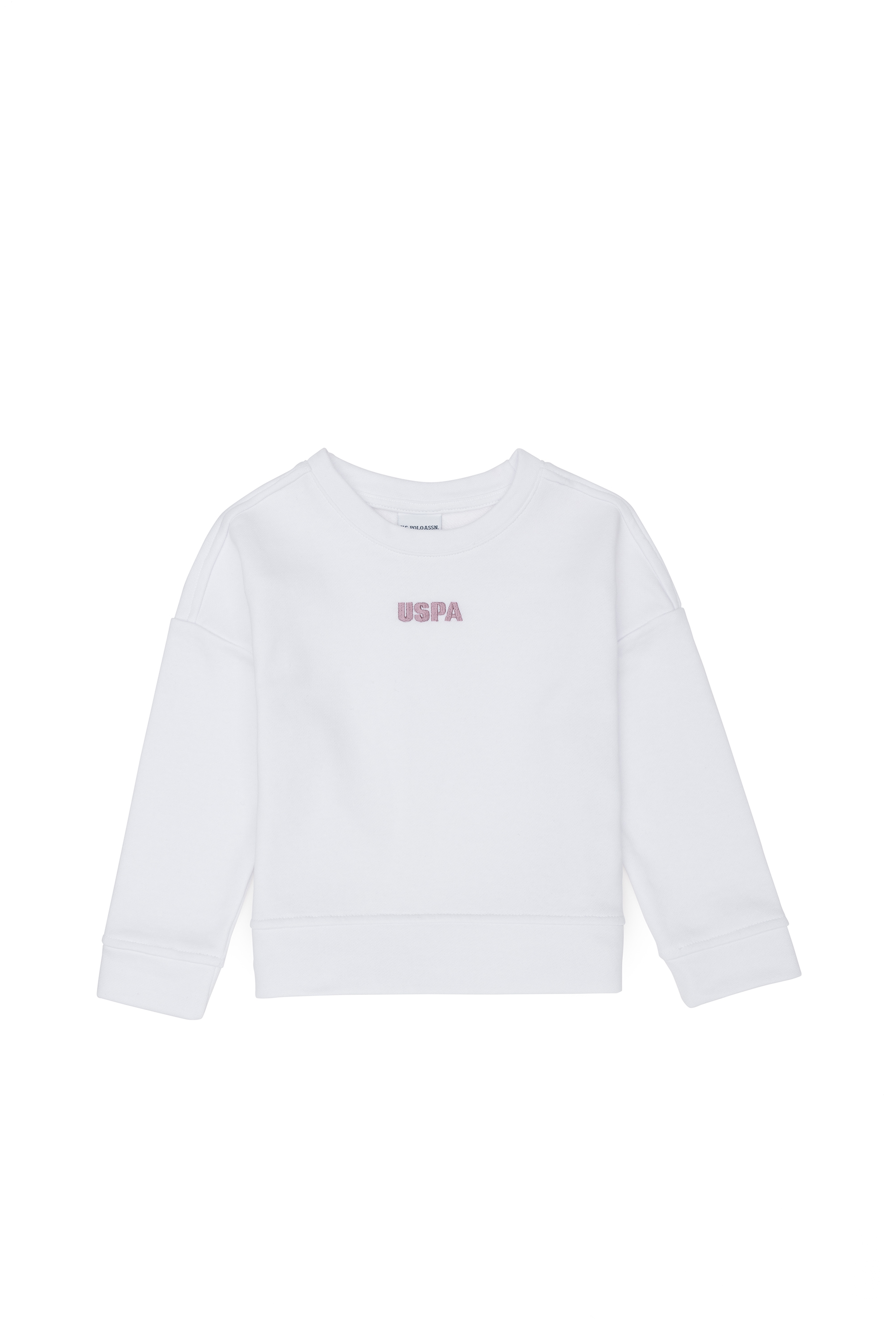 Çocuk Beyaz Basic Bisiklet Yaka Sweatshirt - Image 3