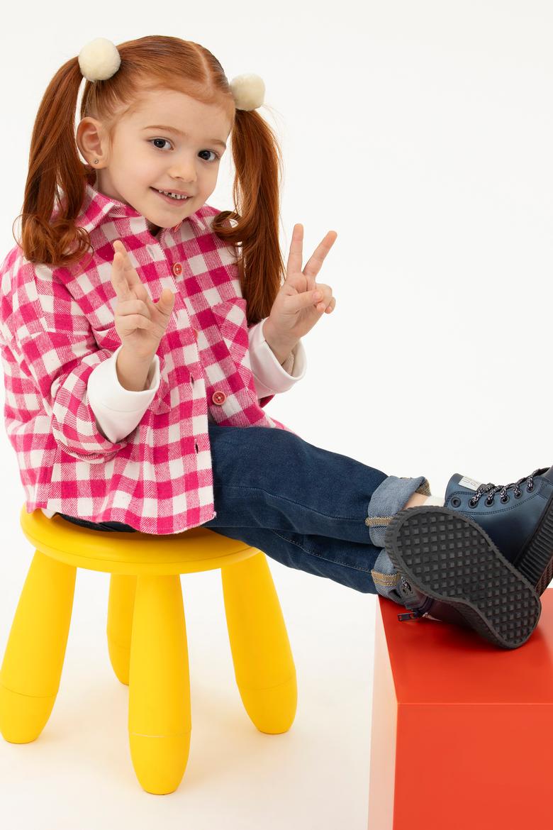 Kız Çocuk Nar Çiçeği Uzun Kollu Gömlek - 50255257022