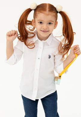 Kız Çocuk Beyaz Uzun Kollu Gömlek - 50262968012